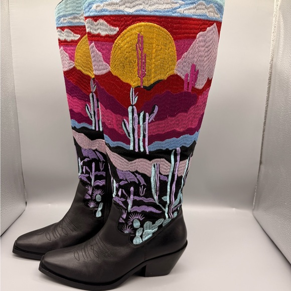 Colorful Desert Scene Embroidered Boots By NASTY GAL - Picture 10 of 17